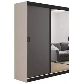Spálňové šatníkové skrine Skriňa Retro 138 1L Biely / Dvierka grafit