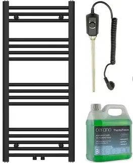 Doplnky do kúpeľne CERANO - Kúpeľňový elektrický radiátorový set Benito - 300W - čierna matná - 1000x450 mm CER-658241