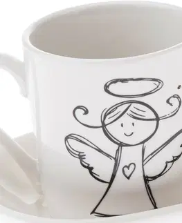 Hrnčeky a šálky Porcelánový hrnček s podtáckou Anjel 90 ml