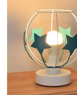 Lampy  Detská stolná lampa STARS 1xE27/15W/230V tyrkysová/biela B-1385/1 WT+TRQ