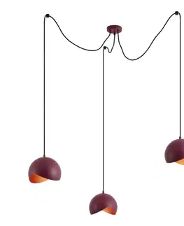 Závesné svietidlá Dizajnová červená závesná lampa s opálovým sklom 3-svetelná - Tulip