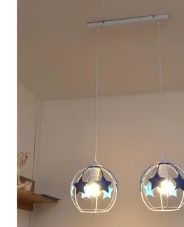 Svietidlá  Detský luster na lanku STARS 2xE27/15W/230V modrá/biela W-L 1385/2 WT+BL