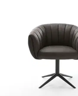 Jedálenské stoličky DELIFE Jedálenská stolička Jada-Flex mikrovlákno antracitová vintage čierna krížová podstava 360° otočná hojdacia funkcia vrecková pružina