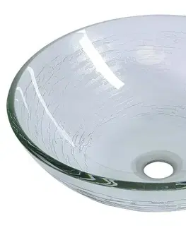Umývadlá SAPHO - RIPPLE sklenené umývadlo na dosku priemer 42cm, číre sklo s textúrou 2501-18