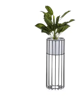 Stojany na kvetiny HowHomely Kovový kvetináč LOFT 55x20 cm čierna/biela HH-ML-02-BW