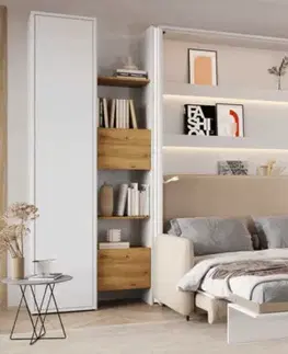 Šatníkové skrine Dig-net nábytok Policová skriňa Lenart BED CONCEPT BC-21 | biely lesk