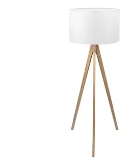 Lampy  Stojacia lampa TREVISO 1xE27/25W/230V biela/drevo 5038