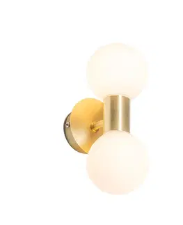 Nástenné osvetlenie Moderná nástenná lampa zlatá IP44 2-svetlá - Cederic