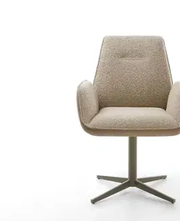 Jedálenské stoličky DELIFE Otočná jedálenská stolička Zoa-Flex zmiešané materiály tmavobéžová podstava s efektovou titánovou povrchovou úpravou 360° otočná vrecková pružina