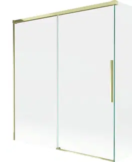 Sprchové dvere MEXEN/S - Rox vaňová zástena 2-krídlová posuvná 150 + 70 x 150, transparent, zlatá 8C9-150-070-50-00