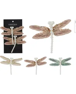 Vianočné dekorácie Set vianočných ozdôb Vážka, zlatá, 13x9x1,5 cm, SET 2 KS