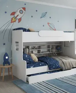 Detské postele ArtBed Detská poschodová posteľ SEGAN s roštom a úložným priestorom | biela 120 x 200 cm