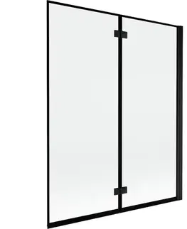 Sprchové dvere MEXEN - MIST vaňová zástena 140x150 cm 6mm 2-s, čierna, okraj, pravá 8A9-140-002-70-70-P