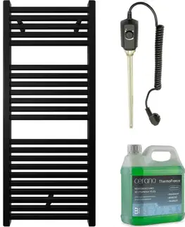 Doplnky do kúpeľne CERANO - Kúpeľňový elektrický radiátorový set Donovan - 300W - čierna matná - 1200x500 mm CER-978832