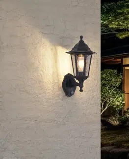Vonkajsie svetlo so senzorom Vonkajšie nástenné svietidlo čierne s pohybovým senzorom IP44 - New Haven Hammered