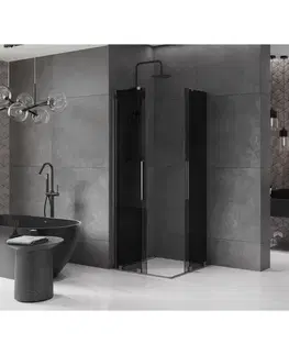 Sprchovacie kúty MEXEN/S - Velar L Duo sprchovací kút, posuvné dvere 90 x 90, grafit, gun gray kartáčovanáana 871-090-090-02-43-66