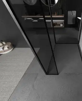 Sprchové dvere MEXEN/S - Kyoto Sprchová zástena WALK-IN 110 x 110 x 30, čierny vzor, grafit kartáčovaná 800-110-110-221-66-70-030