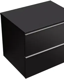 Kúpeľňový nábytok CERANO - Kúpeľňová skrinka Velora - čierna matná, úchytka chrómová + doska pod umývadlo Navira Slim - 18 mm - 60x54,8x46,5 CER-664777