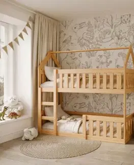 Postele ArtAJ Detská poschodová posteľ TINNY mini | borovica 80 x 190 cm