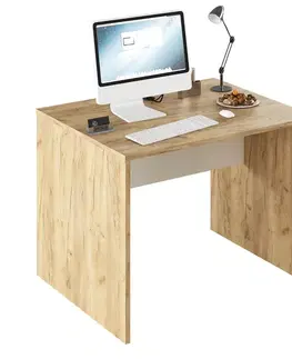 Písacie a pracovné stoly KONDELA Rioma Typ 12 písací stôl dub artisan / biela