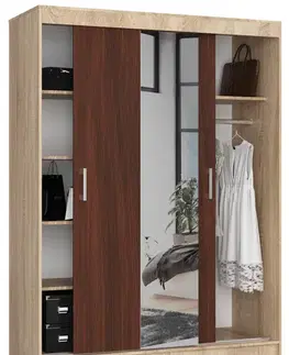 Šatníkové skrine Šatníková skriňa AIRIZ150, dub Sonoma / wenge