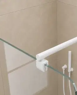 Sprchové dvere CERANO - Sprchová zástena Walk-in Orbis Round Ľ/P - 8 mm - guľatá vzpera - biela matná, transparentné sklo - 150x200 CER-978771