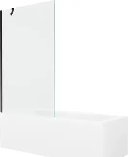 Sprchové dvere MEXEN/S - Cubik obdĺžniková vaňa 170 x 70 cm s panelom + vaňová zástena 100, transparent, čierna 550317070X9510000070
