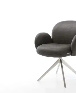 Jedálenské stoličky DELIFE Otočná jedálenská stolička Nube-Flex mikrovlákno antracitová vintage krížová podstava široká nerezová oceľ 360° otočná hojdacia funkcia vrecková pružina