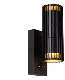Svietidlá Lucide 11839/02/30 - Vonkajšie nástenné svietidlo so senzorom TIMBALA 2xGU10/7W/230V IP44 11839/02/30