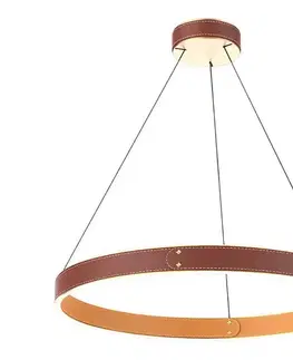 Svietidlá  142027 - LED Luster na lanku LEATHER LED/47,8W/230V hnedá/oranžová 142027