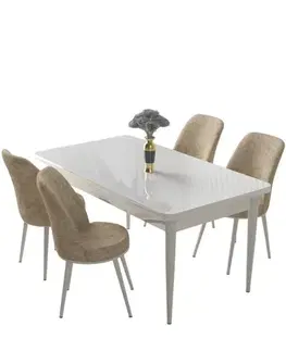 Jedálenské sety Dining Table & Chairs Set (5 Pieces) Nil - White, Cream