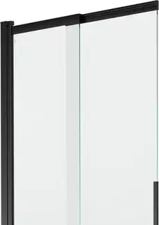 Sprchové dvere MEXEN - Fox 2-krídla posuvná vaňová zástena 85 x 150, transparent, čierna 891-085-002-70-00