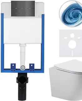 Záchody CERANO - Kompletný WC set Profi/Cesso - biela lesklá - WC tlačidlo Line - tmavo šedá - na zamurovanie - 49x36 CER-8050BD84364