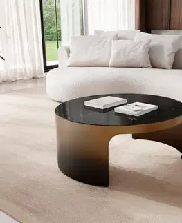 Konferenčné stolíky DELIFE Konferenčný stolík Alerio 90x90 cm mramor čierna strieborná kov zlatý ombré