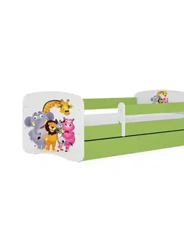 Postele pre dievčatá Detská Posteľ. Babydreams+Sz+M Zelená 80x160 Zoo