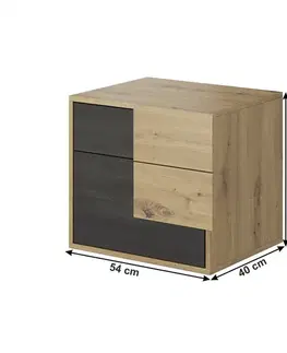 Nočné stolíky KONDELA Bafra nočný stolík čierna borovica nórska / dub artisan