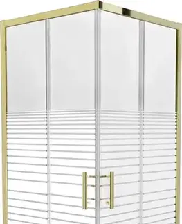 Sprchovacie kúty MEXEN - Rio sprchovací kút štvorec 80 x 80, pruhy, zlatá 860-080-080-50-20