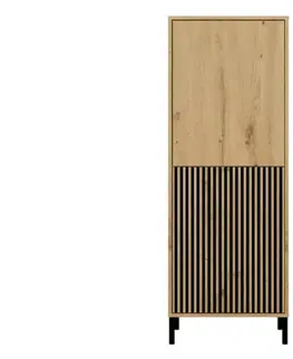 Komody a skrinky MARIKA úzka skrinka 2DK slim/hladký, dub Artisan