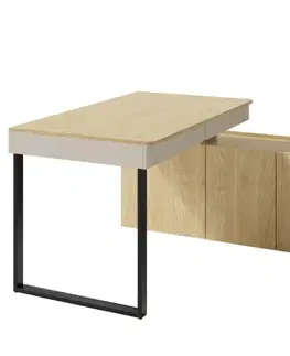 Kancelárske stoly Písací Stôl Luca LC10+Komoda 3D béžová/dub