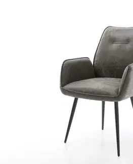 Jedálenské stoličky DELIFE Jedálenská stolička Zoa-Flex mikrovlákno sivá vintage 4-nohá zúžená čierna vrecková pružina