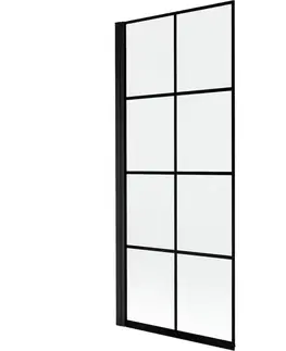 Sprchové dvere MEXEN - MIST vaňová zástena 80x150 cm 6mm 1-s, čierna, dekor, ľavá 8A9-080-001-70-77-L