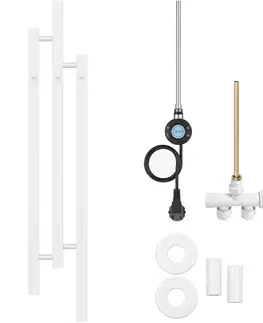 Doplnky do kúpeľne CERANO - Koupelnový radiátorový set Fabiano - kombinované vytápění, wifi tyč - boční jednobodové připojení - 300W - bílá lesklá - 1200x220 mm CER-926006