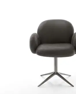 Jedálenské stoličky DELIFE Otočná jedálenská stolička Nube-Flex s opierkami mikrovlákno antracit vintage podstava grafit 360° otočná hojdacia funkcia vrecková pružina