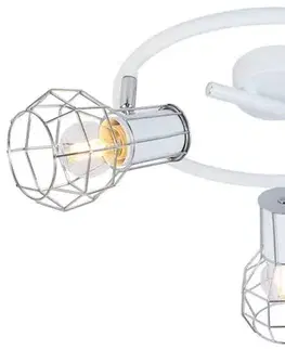 Stropná svetla Špirálová stropná lampa s bielym drôteným tienidlom 3x40W Sancho