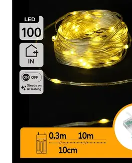 Vianočné dekorácie  B.V.  - LED reťaz 100xLED/3xAA 10,3m teplá biela B10303KQ0