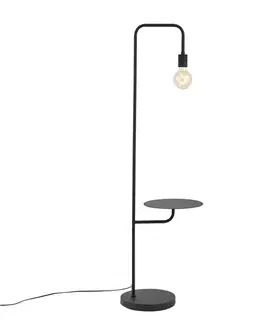 Stojace lampy Moderná stojaca lampa čierna s okrúhlym stolíkom - Ostrich