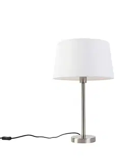 Stolné lampy Moderná stolná lampa oceľ s bielym tienidlom 32 cm - Simplo