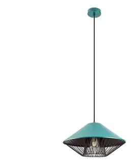 Svietidlá Redo 01-3006 - Závesný luster na lanku GRILL 1xE27/42W/230V priemer 39,6 cm čierna/tyrkysová 01-3006