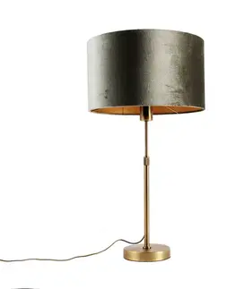 Stolné lampy Stolná lampa bronzová so zamatovým tienidlom zelená 35cm - Parte