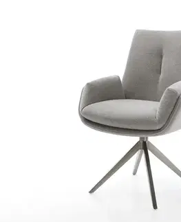 Jedálenské stoličky DELIFE Jedálenská stolička Clea-Flex štruktúrovaná látka mäkký sivá krížová podstava široká grafitová 360° otočná hojdacia funkcia